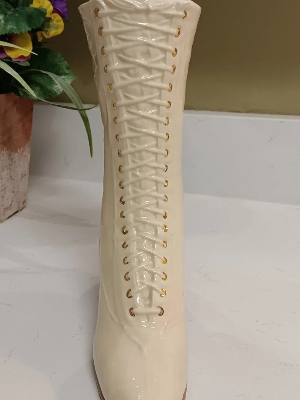 Vintage Ceramic Victorian Ladies Shoe Boot Planter / Vase